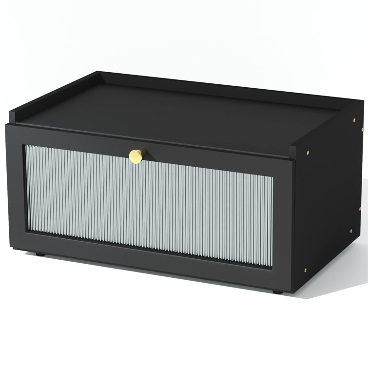 Prep & Savour Black Bread Box For Kitchen CountertopLarge Modern